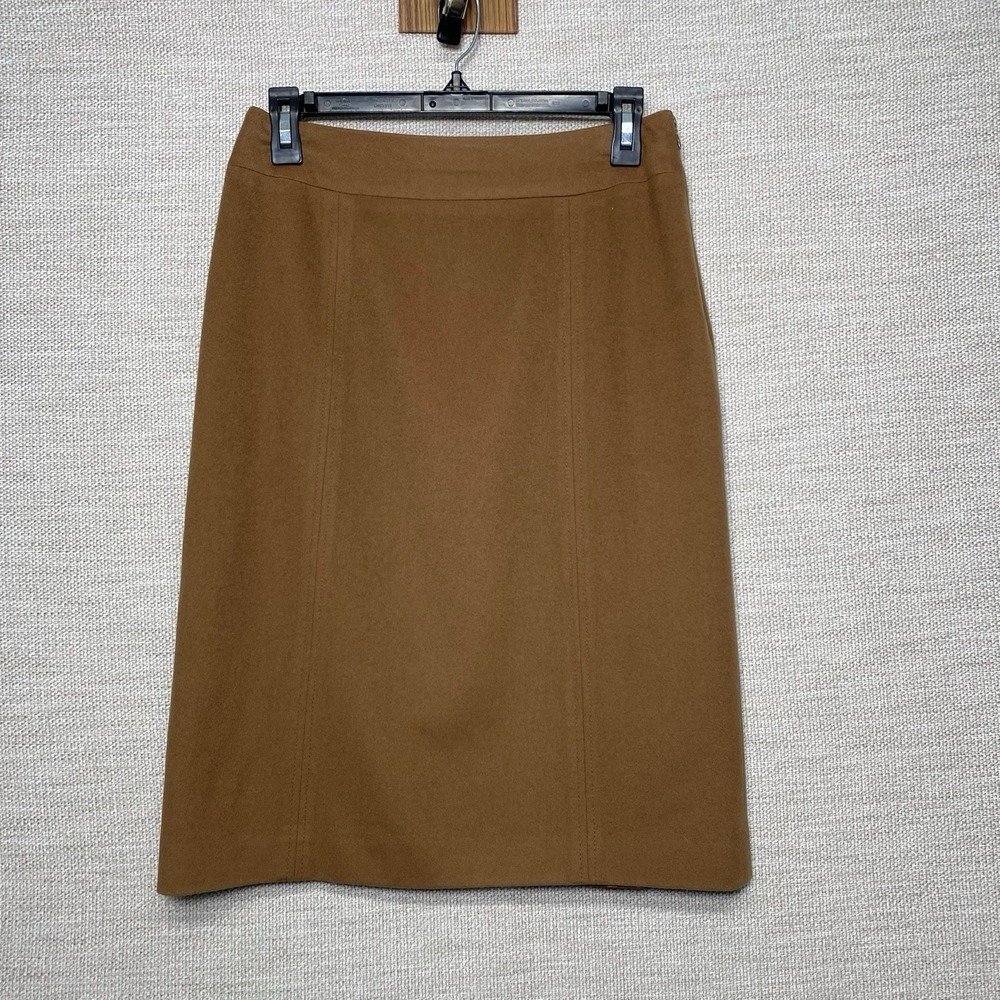 Vintage Brooks Brothers Pencil Skirt 4 Wool Cashmere Brown USA Classic Corporate